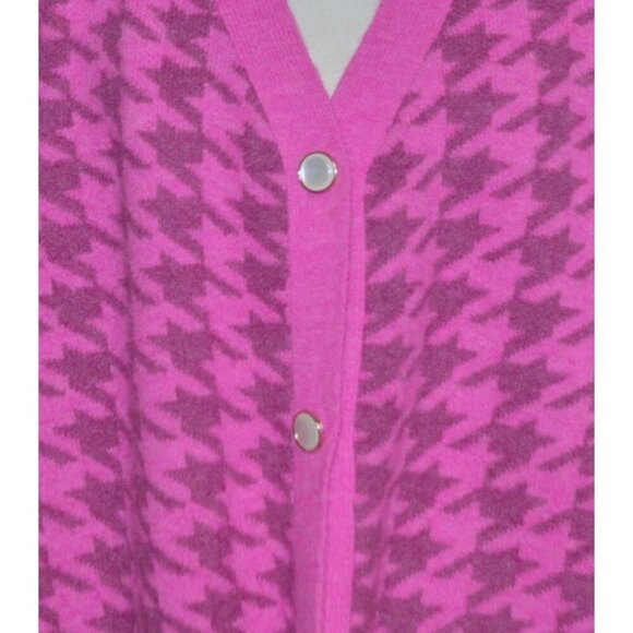 Buddy Love Twiggy Passion Fruit Cardigan Dress Houndstooth Sweater Oversized M/L - Picture 3 of 10